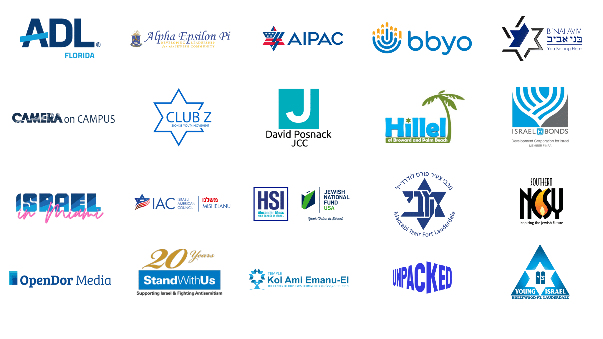 Israel On Campus Graphics Partner Logos | Jewish Federation of Broward County