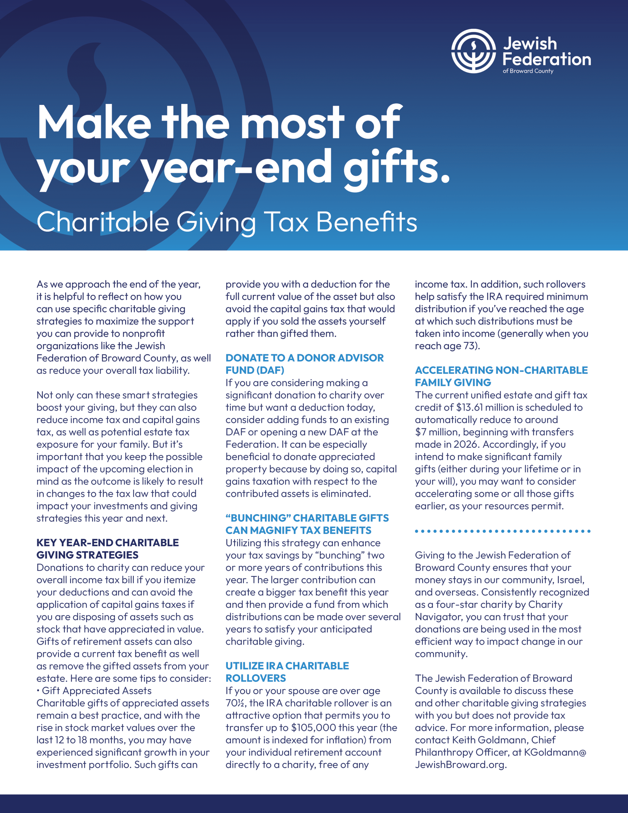 JFBC End Of Year Tax Strategies Flyer | Jewish Federation of 