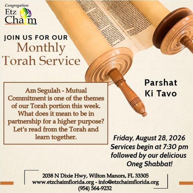 Shabbat Torah Services and Oneg Shabbat - Congregation Etz Chaim, Wilton Manors